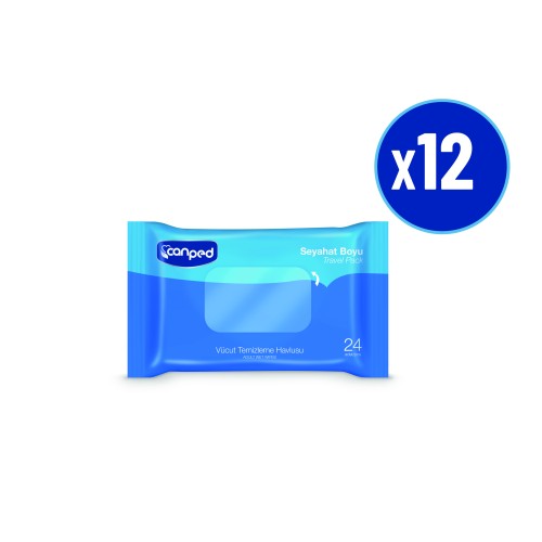 Canped Vücut temizleme Havlusu Seyahat Paket 24 lü x 12 Adet